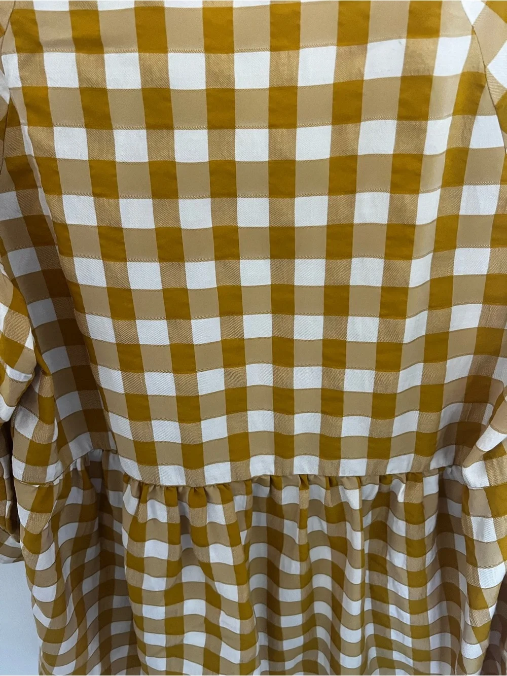 Anthropologie‎ Maeve Mustard and White Gingham Top